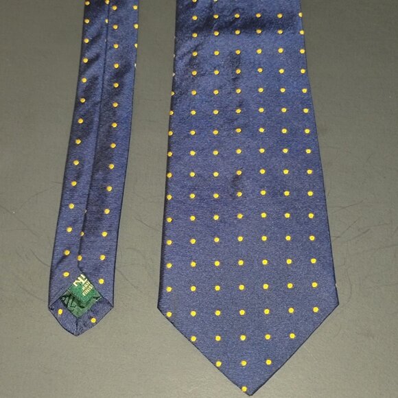 Lauren Ralph Lauren Navy Blue Gold Dot Tie - Picture 2 of 5